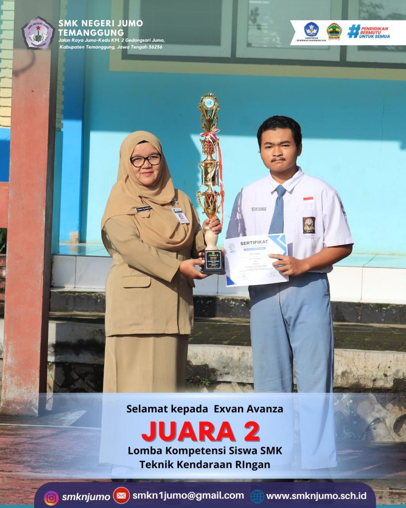 SMK Negeri Jumo Raih Juara 2 LKS Automobile Technology Tingkat Kabupaten Temanggung