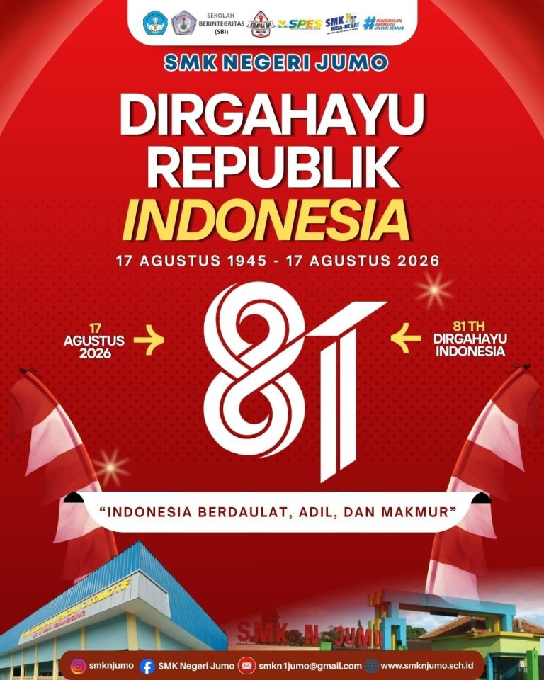 Upacara HUT ke-81 Kemerdekaan Republik Indonesia di SMK Negeri Jumo